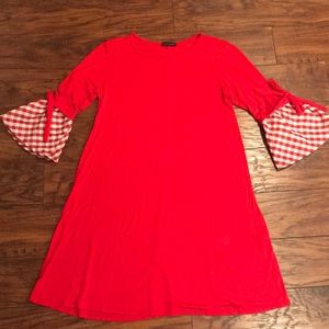 Red Gingham Sleeve Dress